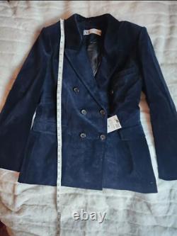 Zara co-ord double-breasted velvet Jacket + Pants Midnight Blue Zw Collection XL