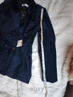 Zara co-ord double-breasted velvet Jacket + Pants Midnight Blue Zw Collection XL