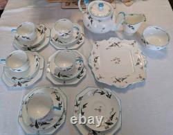 1926 Paragon Porcelaine Fine Deux pour Joie Service à Thé de 21 Pièces et Assiette à Gâteau en Très Bon État