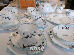 1926 Paragon Porcelaine Fine Deux pour Joie Service à Thé de 21 Pièces et Assiette à Gâteau en Très Bon État