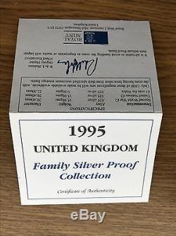 1995 3 Coin Famille Argent Proof Collection Monnaie Royale Set One / Two Pound Case Coa