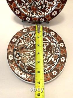 2 Ikaros Rhodes Grèce Assiettes Décoratives Suspendues VTG MCM Peintes à la Main Signées