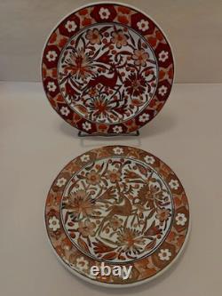 2 Ikaros Rhodes Grèce Assiettes Décoratives Suspendues VTG MCM Peintes à la Main Signées