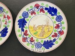 2 Lot Antiques FROG Rabbitware ASSIETTE Staffordshire Spatterware Ensemble Stick Spatter2