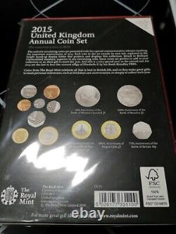 2015 Royal Mint Uk Annual Brillantly Non Circulated Coin Set Presentation Pack