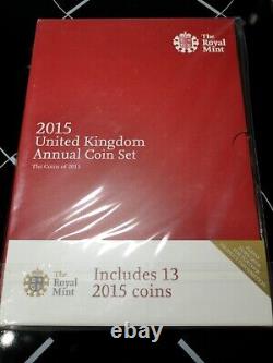 2015 Royal Mint Uk Annual Brillantly Non Circulated Coin Set Presentation Pack
