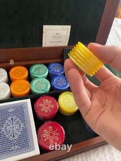 Acca Castellani Ensemble de poker italien en argent 925 avec boîte en bois, cartes et jetons, neuf sous scellé