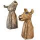 Adorable Clay Singing Dog Figurine Ensemble Deux Animaux De Compagnie Sitting Collectionnable Puppy