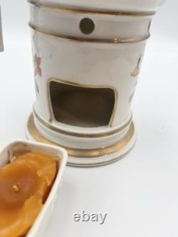 Ancienne Veilleuse Tisanière en Porcelaine de Paris Floral en Or Français