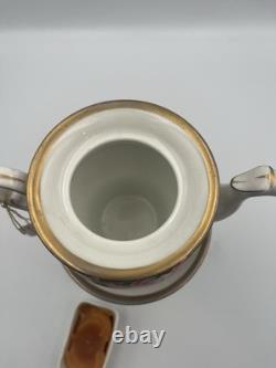 Ancienne Veilleuse Tisanière en Porcelaine de Paris Floral en Or Français