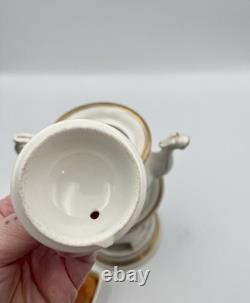 Ancienne Veilleuse Tisanière en Porcelaine de Paris Floral en Or Français