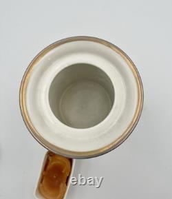 Ancienne Veilleuse Tisanière en Porcelaine de Paris Floral en Or Français