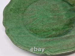 Assiette en poterie d’art Biot française, lot de 2, émail vert, style rustique campagnard, artisanat, France, 8