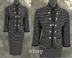 BEAU ensemble jupe en tricot multicolore bleu noir rose perle de la collection St John taille 4