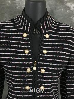 BEAU ensemble jupe en tricot multicolore bleu noir rose perle de la collection St John taille 4