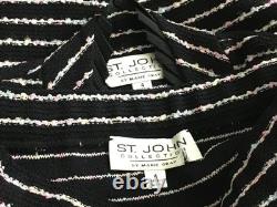 BEAU ensemble jupe en tricot multicolore bleu noir rose perle de la collection St John taille 4