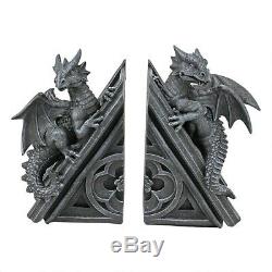 Bookends Château Médiéval Gothique Dragons Statues Ensemble De Deux