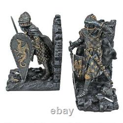 Bookends Medieval King Arthur's Guarding Knights Statues Set Of Two