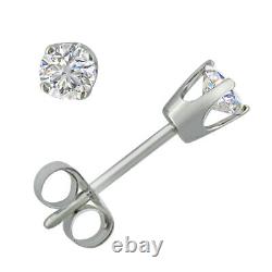 Boucles d'oreilles à clous en diamant réel certifié IGI de 1/3ct, serties dans de l'or blanc 14K