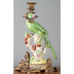 Bougeoirs Perroquets en Porcelaine Bronze Ormolu - Ensemble de deux