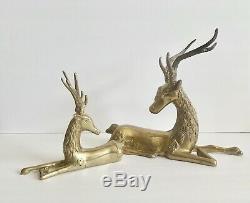 Brass Vintage Deer / Reindeer / Stag Inclinables Ensemble De Deux Hollywood Regency