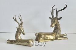 Brass Vintage Deer / Reindeer / Stag Inclinables Ensemble De Deux Hollywood Regency