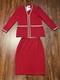 Collection St. John Cardigan Et Jupe Tricot Rouge Russe Or Taille 4