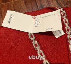 COLLECTION ST. JOHN Cardigan et Jupe Tricot Rouge Russe Or Taille 4