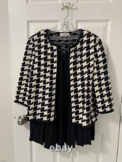 COLLECTION ST. JOHN Ensemble Deux Pièces Taille 14 Blazer Tricot à Zip Jupe Évasée