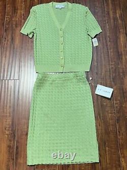 COLLECTION ST. JOHN Ensemble de cardigan et jupe en tricot Tropic Lime Taille 4 / Petite
