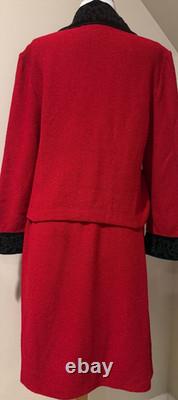 COLLECTION ST JOHN Veste Blazer Rouge pour Femmes et Jupe Costume Ensemble 2 Pièces Taille 10