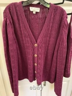 Cardigan St John Collection ensemble deux pièces taille 14 L fuchsia en laine habillé, excellent état