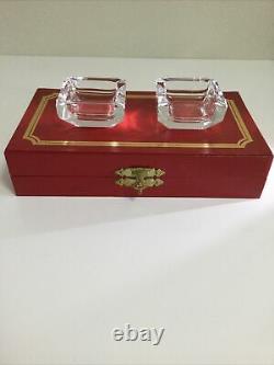 Cartier Très Rare Ensemble De Deux Cendriers En Cristal Avec Boîte Originale