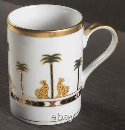 Christian Dior Casablanca Palmiers Exotiques Léopards 8 Fl Oz Mugs Ensemble De 2 Rare
