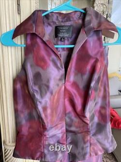 Collection Carmen Marc Valvo Ensemble 2 pièces Haut & Jupe Longue A-Line en Soie Taille 4 Neuf