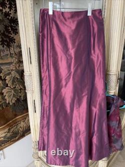 Collection Carmen Marc Valvo Ensemble 2 pièces Haut & Jupe Longue A-Line en Soie Taille 4 Neuf