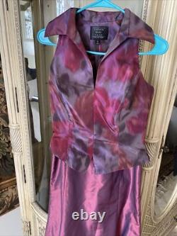 Collection Carmen Marc Valvo Ensemble 2 pièces Haut & Jupe Longue A-Line en Soie Taille 4 Neuf