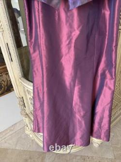 Collection Carmen Marc Valvo Ensemble 2 pièces Haut & Jupe Longue A-Line en Soie Taille 4 Neuf