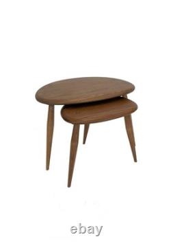 Collection Ercol Pebble Ensemble de Deux Tables en Vintage OG W49cm D34cm PVP 620 £