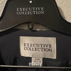 Collection Exécutive Ensemble veste et jupe ornés de perles pour femme grande taille 24W gris foncé formel