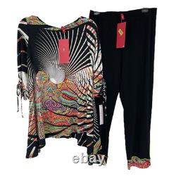 Collection IC Connie K Tenue Arc-en-ciel Haut Pantalon Rayé Paisley Femmes S, M