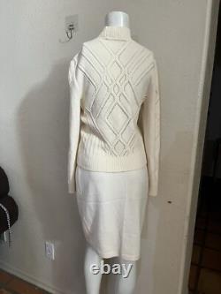 Collection ST JOHN Costume 2PC Santana Tricot Crème Veste Zippée Complète & Ensemble Jupe 6 8