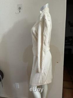 Collection ST JOHN Costume 2PC Santana Tricot Crème Veste Zippée Complète & Ensemble Jupe 6 8