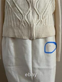 Collection ST JOHN Costume 2PC Santana Tricot Crème Veste Zippée Complète & Ensemble Jupe 6 8