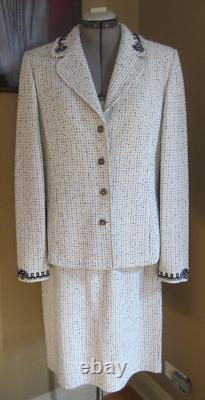 Collection ST. JOHN Ensemble 2 pièces Veste Tricot Jupe Couleur Bleu Clair Taille 12