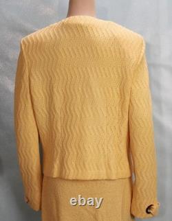Collection ST JOHN Jupe et veste jaunes taille L XL 12 14 ensemble 2 pièces crochet avec œillets