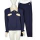 Collection St. John Marie Gray Ensemble 2 Pièces M/10 Veste Tricot Bleu Marine Pantalon à Enfiler