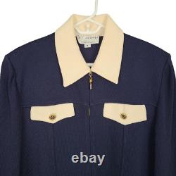 Collection ST. JOHN Marie Gray Ensemble 2 pièces M/10 Veste tricot bleu marine Pantalon à enfiler