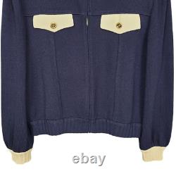 Collection ST. JOHN Marie Gray Ensemble 2 pièces M/10 Veste tricot bleu marine Pantalon à enfiler