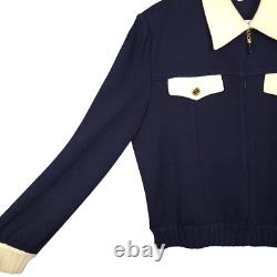 Collection ST. JOHN Marie Gray Ensemble 2 pièces M/10 Veste tricot bleu marine Pantalon à enfiler